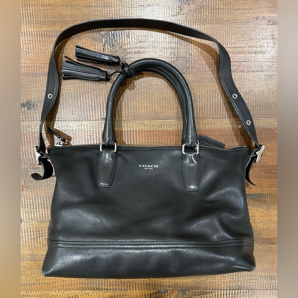 Coach (21132) Black Leather Legacy Molly Satchel Tassel Shoulder Bag